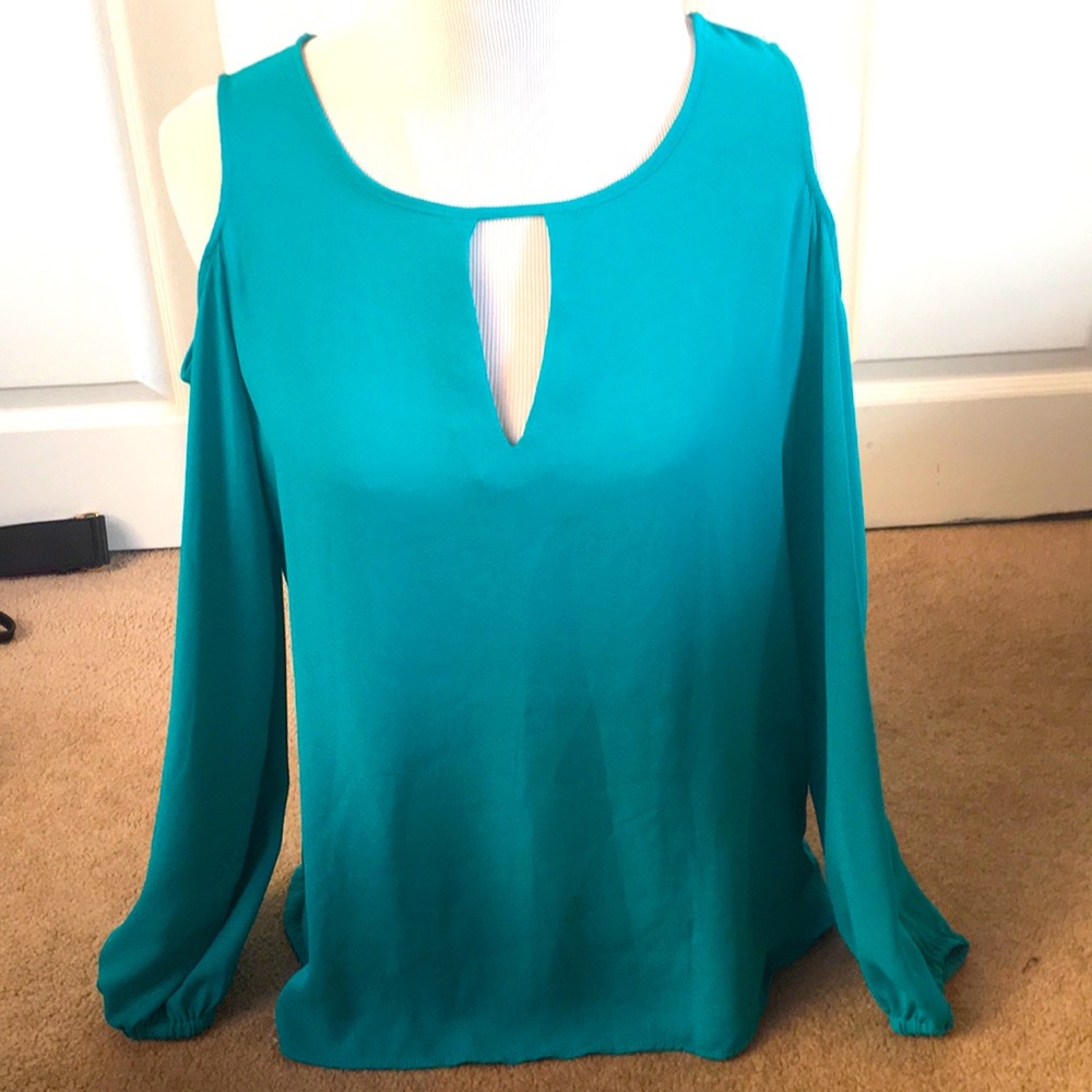 Beautiful Turquoise Cold Shoulder Blouse